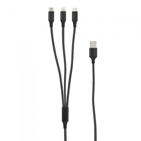 USB-Ladekabel 3-in-1 Schwarz