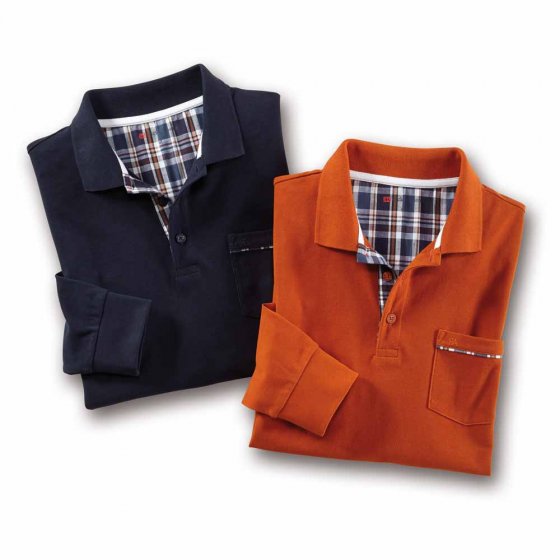 Piqué Langarmshirt, SET 3XL | Terra#Dunkelblau