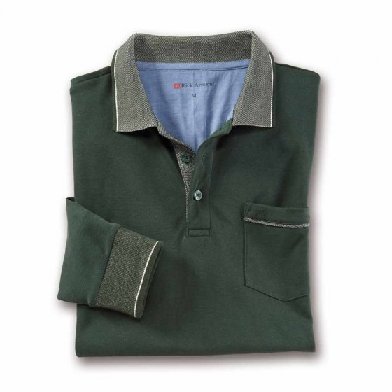 Piqué Langarmshirt, SET 3XL | Tanne#Grün-gemustert