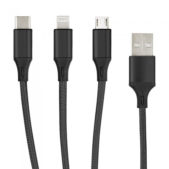 USB-Ladekabel 3-in-1 Schwarz