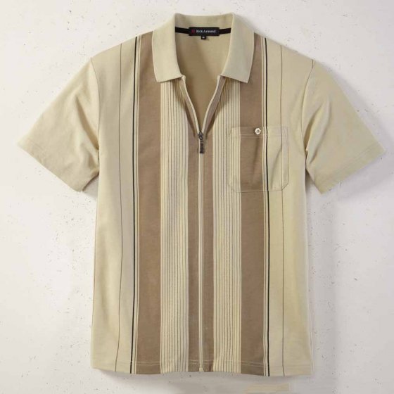 Poloshirt m. Ganzreißvers.beig 3XL | Beige-gestreift