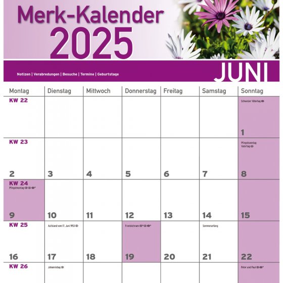 Merk-Kalender, 2025 